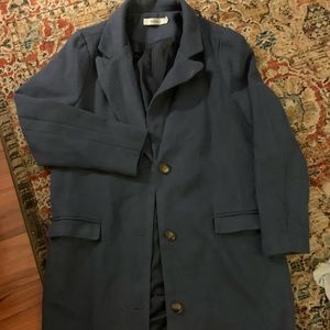 h&m blue trench coat